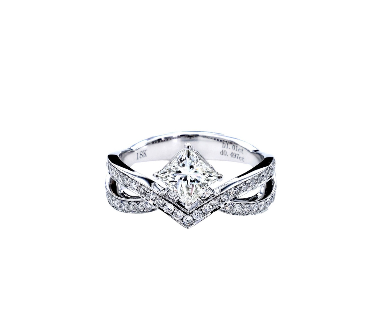 IGI Certified Princess Cut V Diamond Ring / PK-161R/NCCR