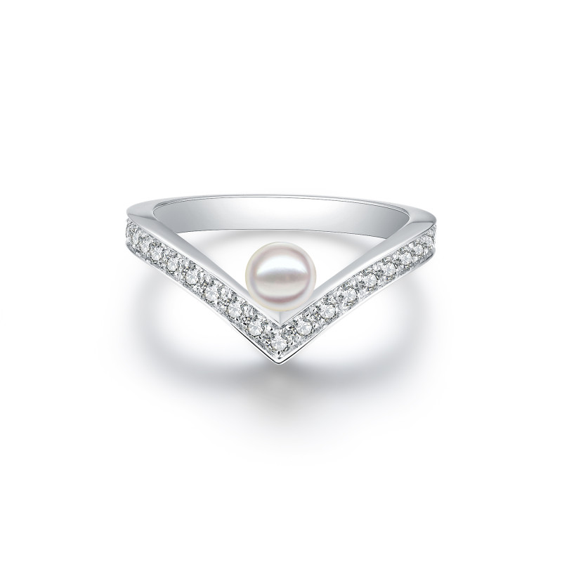 Classic Fresh Pearl and Diamond Ring / PK-81R/HRR