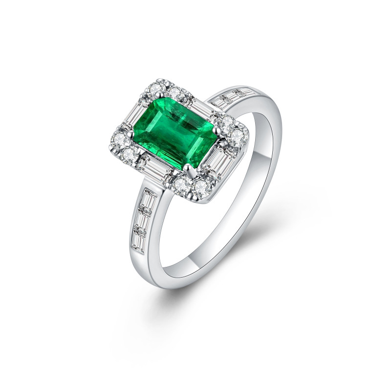Natural Emerald and White Diamond Ring / PK-67SR/TNR